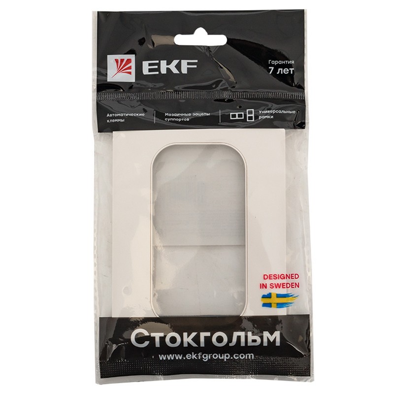 Рамка EKF PROxima Стокгольм Белый для розетки 2-ой  EYM-G-304-10