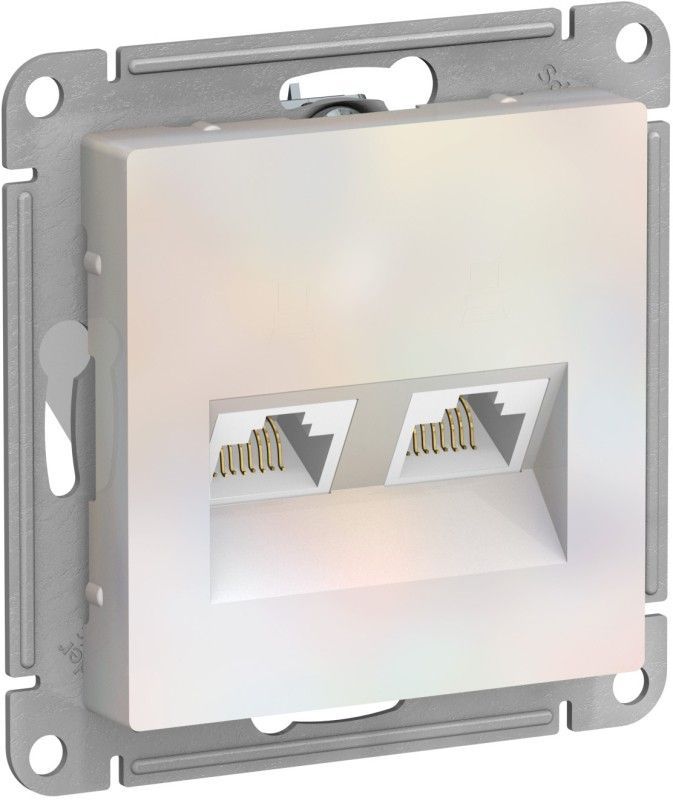 AtlasDesign Жемчуг Розетка компьютерная Systeme Electric AtlasDesign Жемчуг двойная RJ45+RJ45, кат.5E, ATN000485