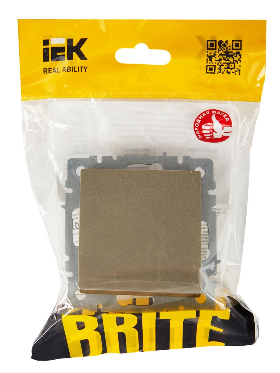 Выключатель IEK BRITE 1-клавишный перекрестный 10А ВС10-1-3-БрШ шампань BR-V13-0-10-K37