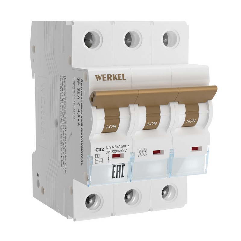 Werkel Автоматический выключатель Werkel 3P 32 A C 4,5 кА W903P324 