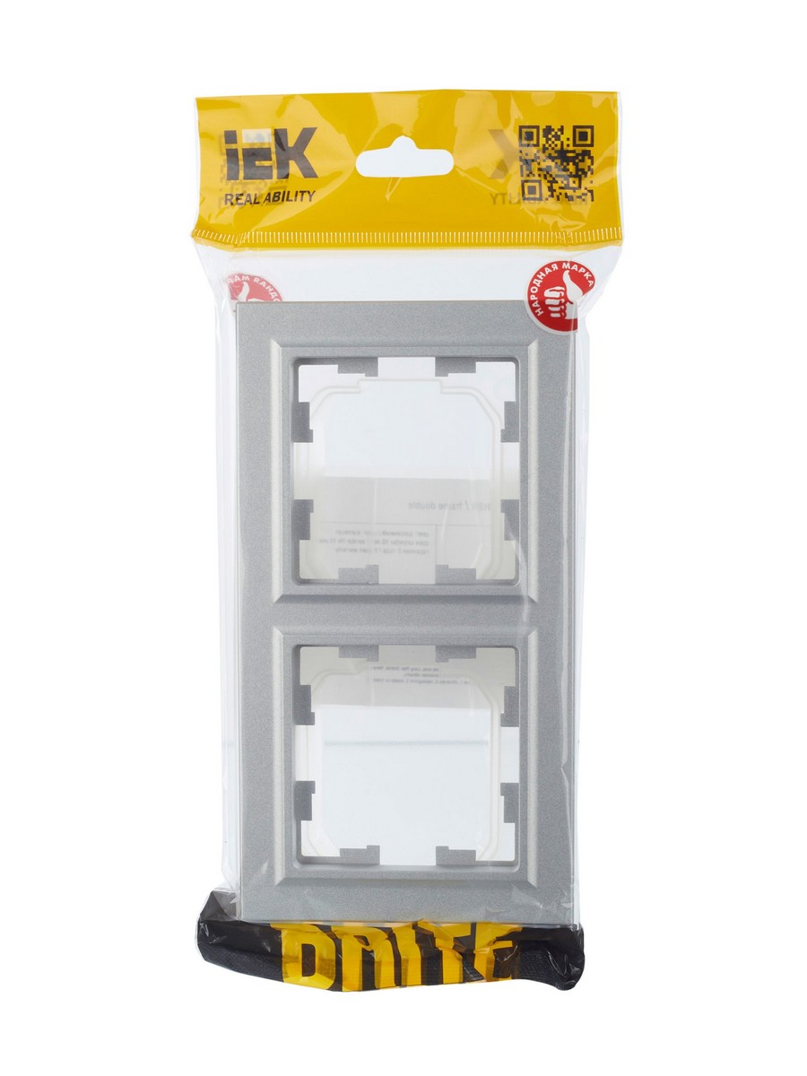 Рамка IEK BRITE 2-местная IP44 РУ-2-БрА-44 алюминий BR-M22-44-K47