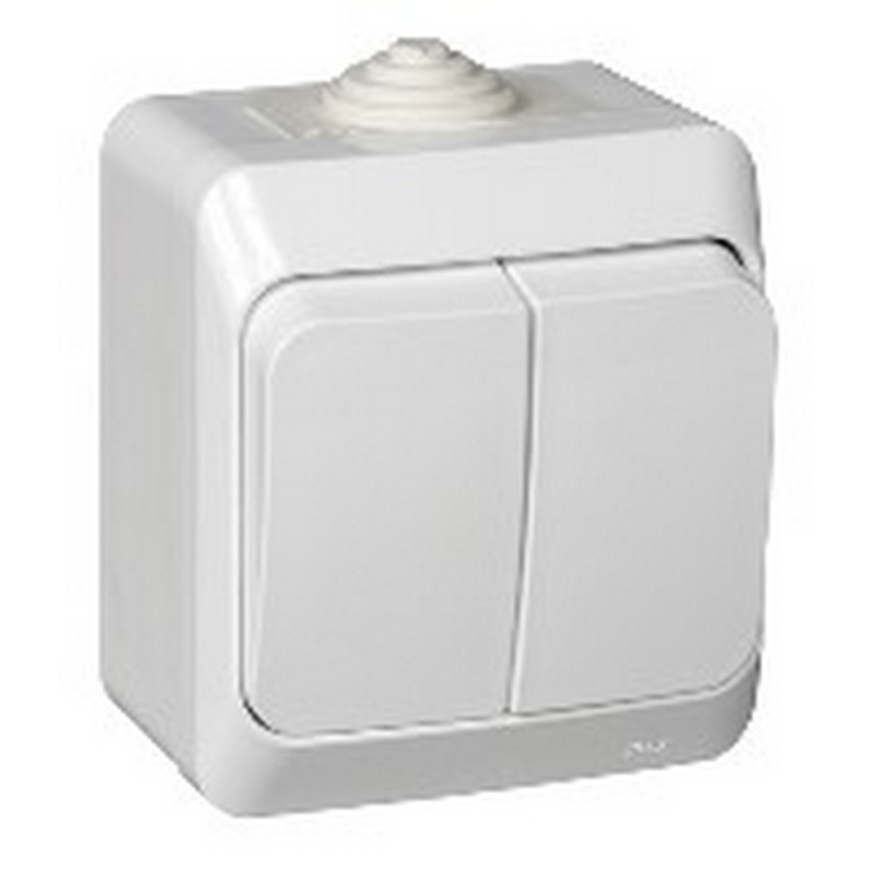 Выключатель 2-клавишный Systeme Electric Этюд наружный Белый IP44 BA10-042B