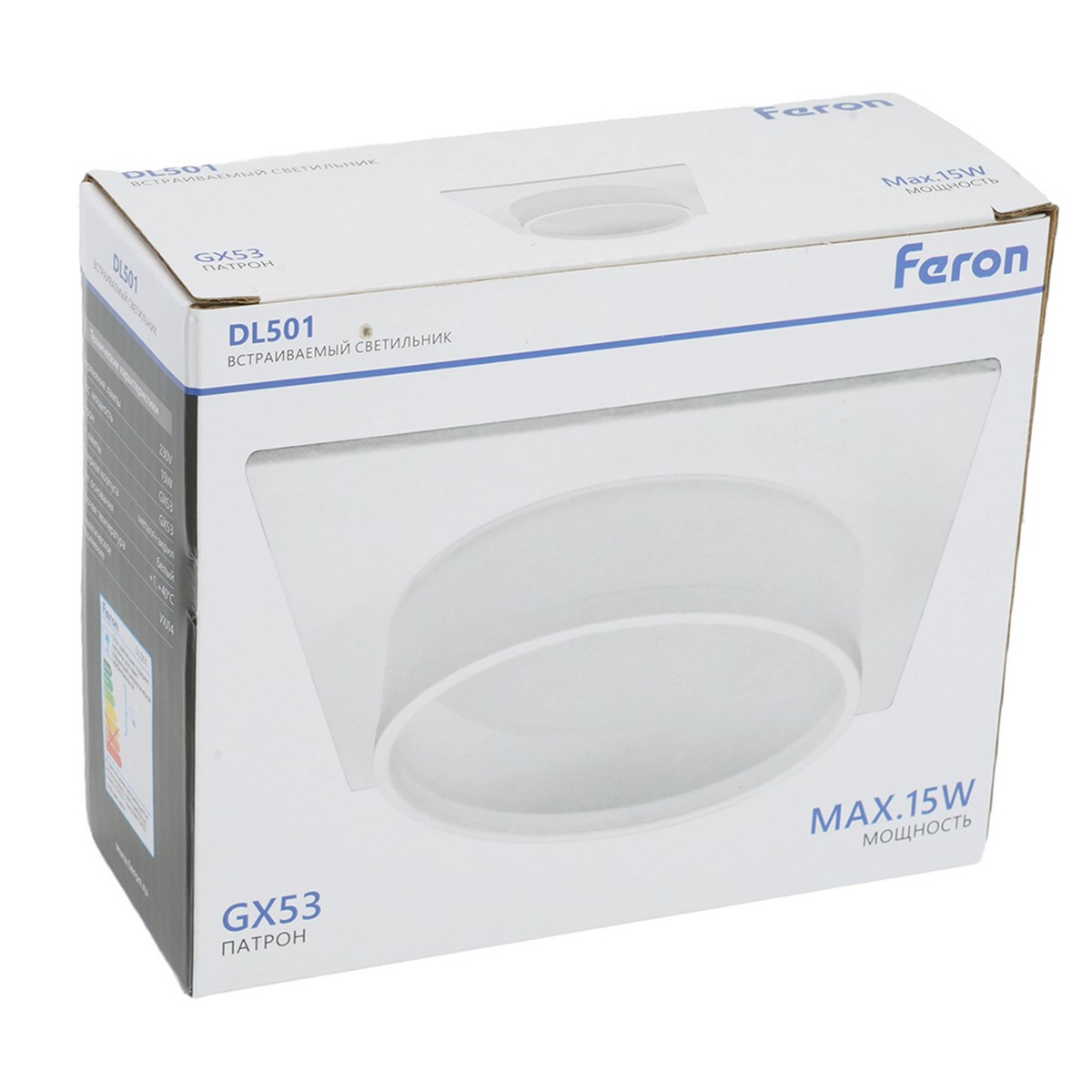 Светильник встраиваемый Feron DL501 потолочный GX53 белый квадрат 51087