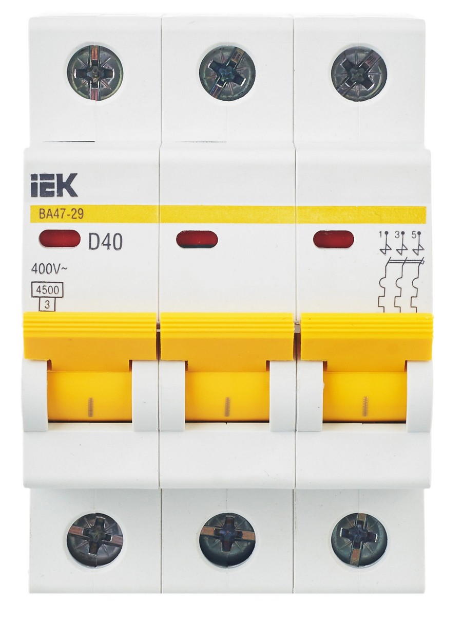 Автоматический выключатель IEK KARAT ВА47-29 3Р 40А 4,5кА х-ка D MVA20-3-040-D