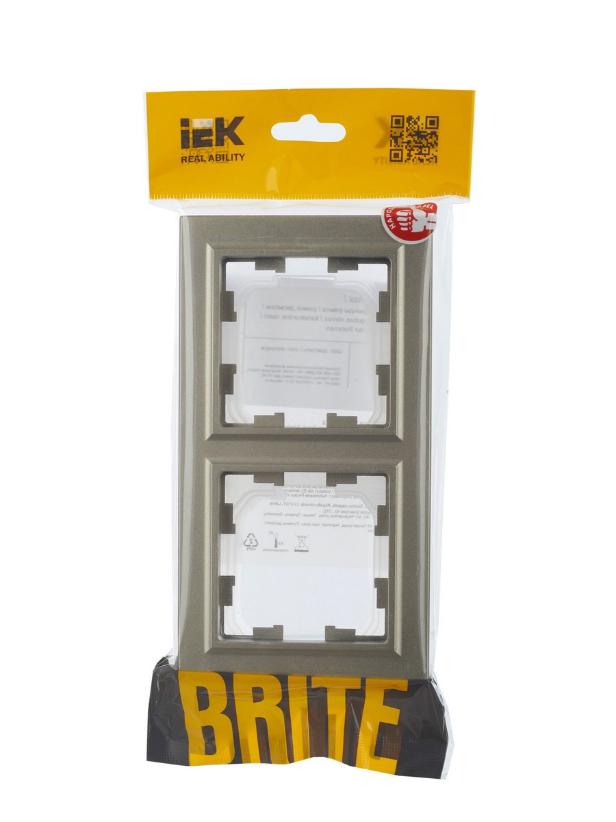 Рамка IEK BRITE 2-местная IP44 РУ-2-БрШ-44 шампань BR-M22-44-K37