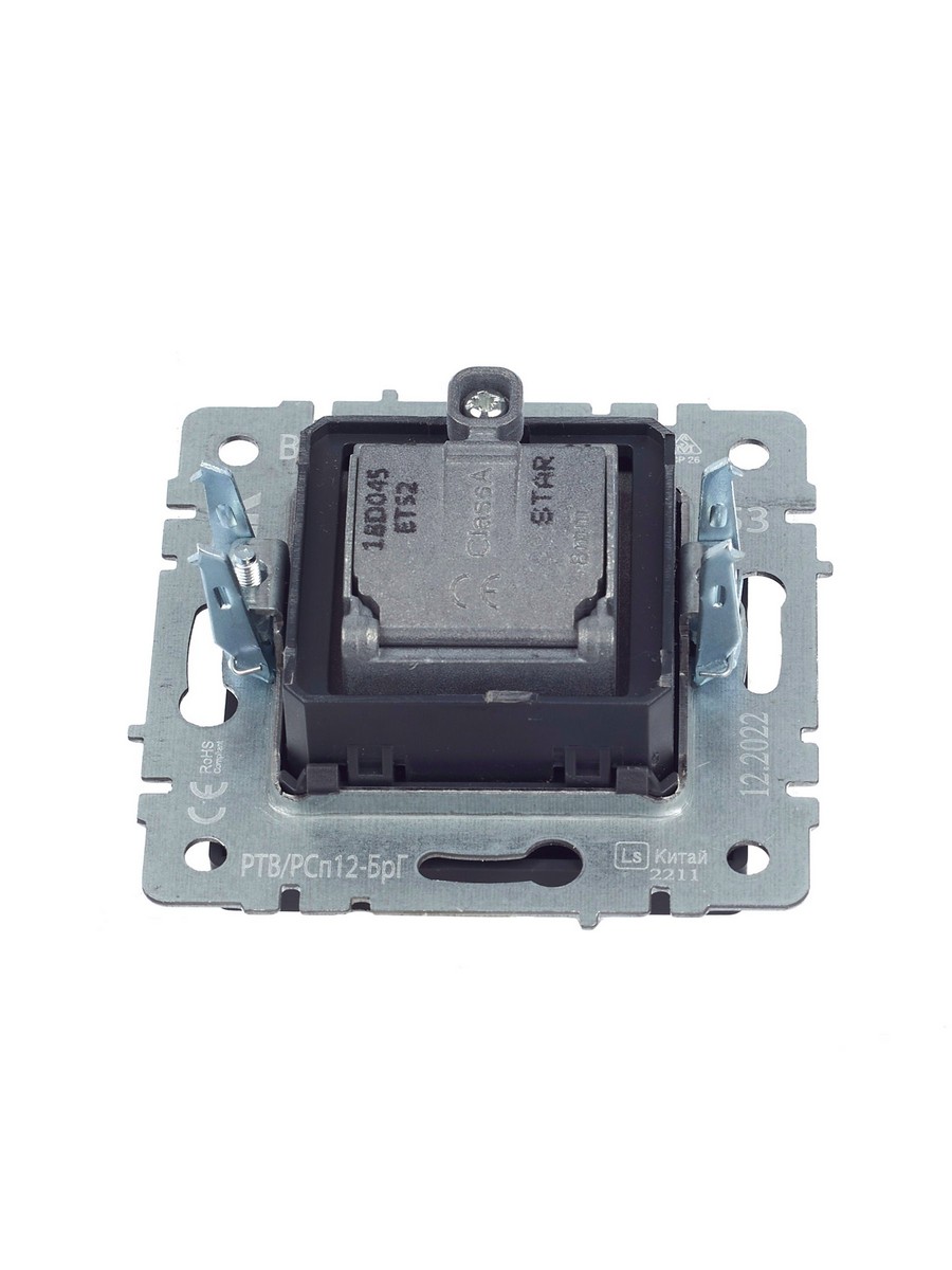 Розетка IEK BRITE двойная TV+SAT РТВ/РСп12-БрГ графит BR-AF20-O-K53
