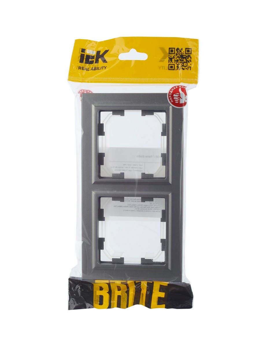 Рамка IEK BRITE 2-местная IP44 РУ-2-БрС-44 сталь BR-M22-44-K46
