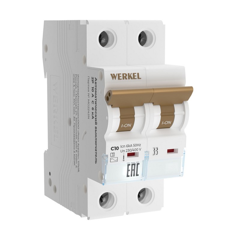 Werkel Автоматический выключатель Werkel 2P 10 A C 6 кА W902P106 