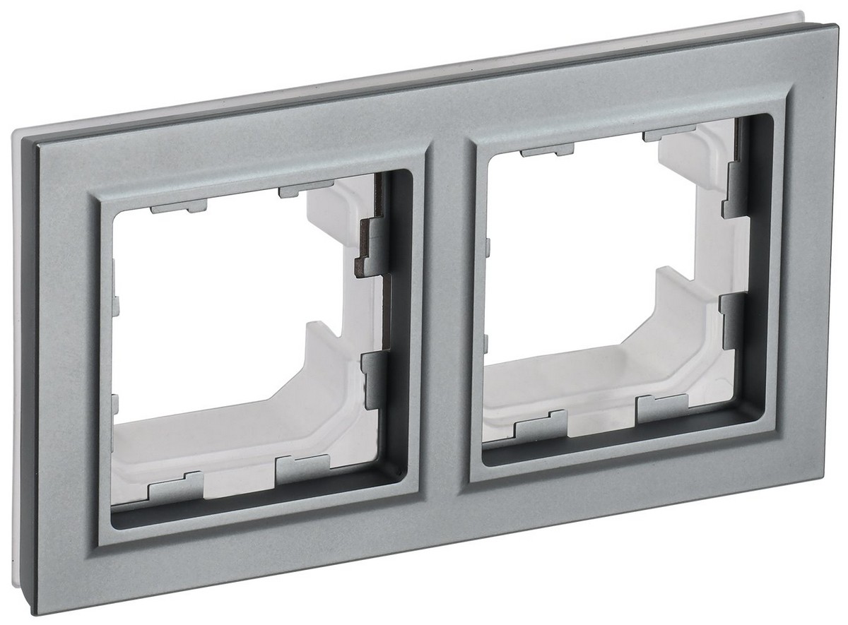 Рамка IEK BRITE 2-местная IP44 РУ-2-БрС-44 сталь BR-M22-44-K46