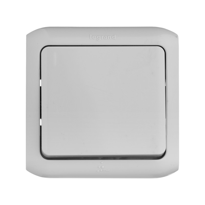 Переключатель Legrand Quteo 10A 1-клавишный проходной IP44 серый  782334