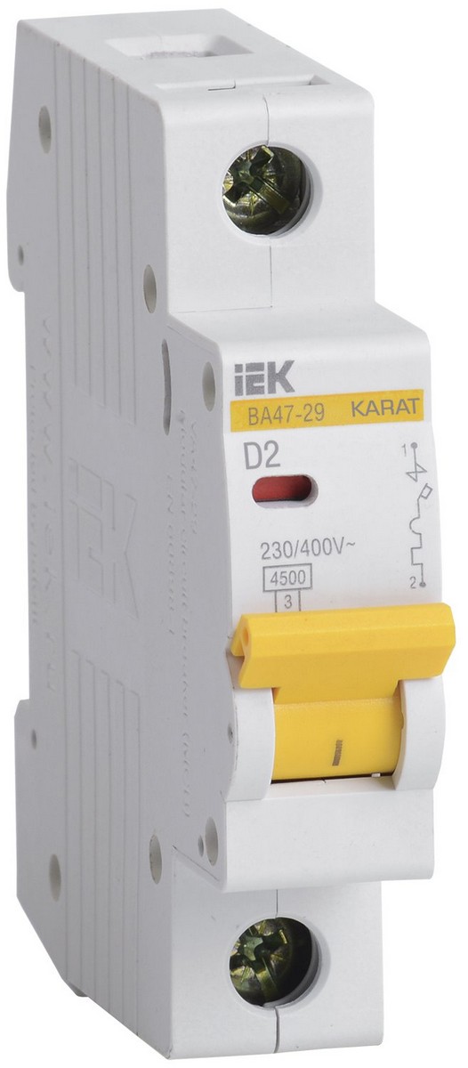 Автоматический выключатель IEK KARAT ВА47-29 1Р 2А 4,5кА х-ка D MVA20-1-002-D