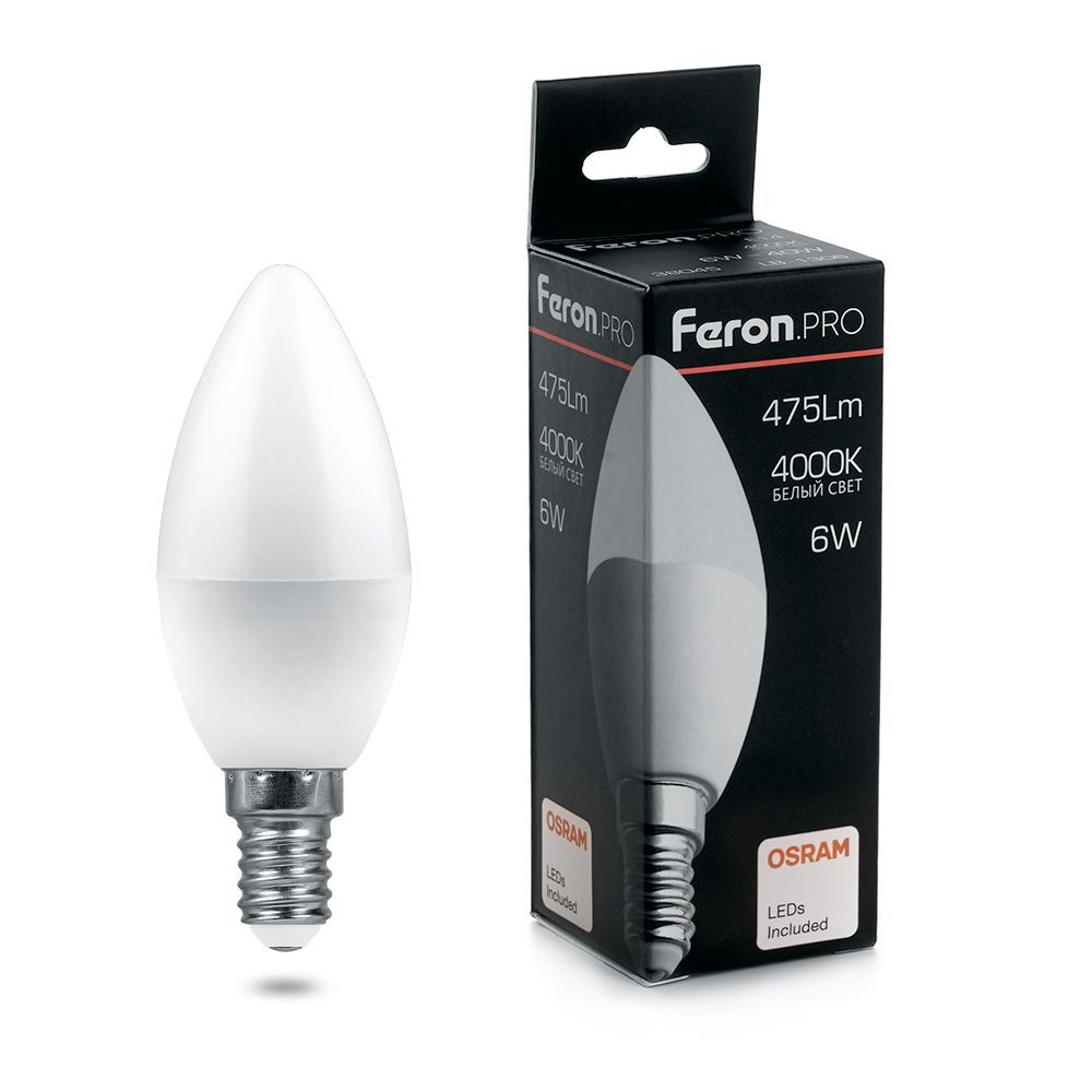 E14 Лампа светодиодная Feron.PRO LB-1309 Свеча E14 9W 6400K OSRAM LED 38061 