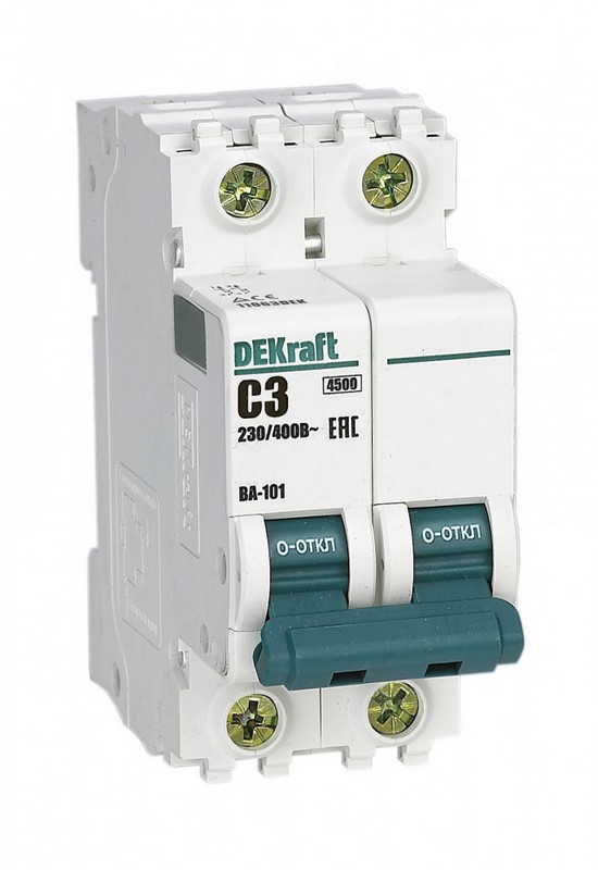 Автоматический выключатель DEKraft 2P 3A C ВА-101 4,5kA 11063DEK