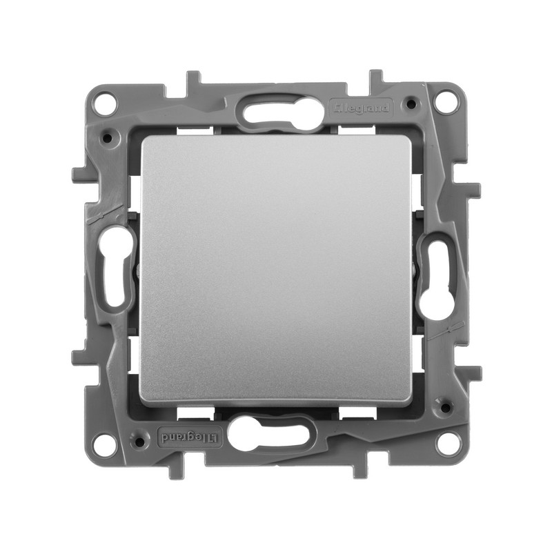 Переключатель Legrand Etika алюминий 1-клавишный, авт.клеммы, 10 AX, 250 В 672405
