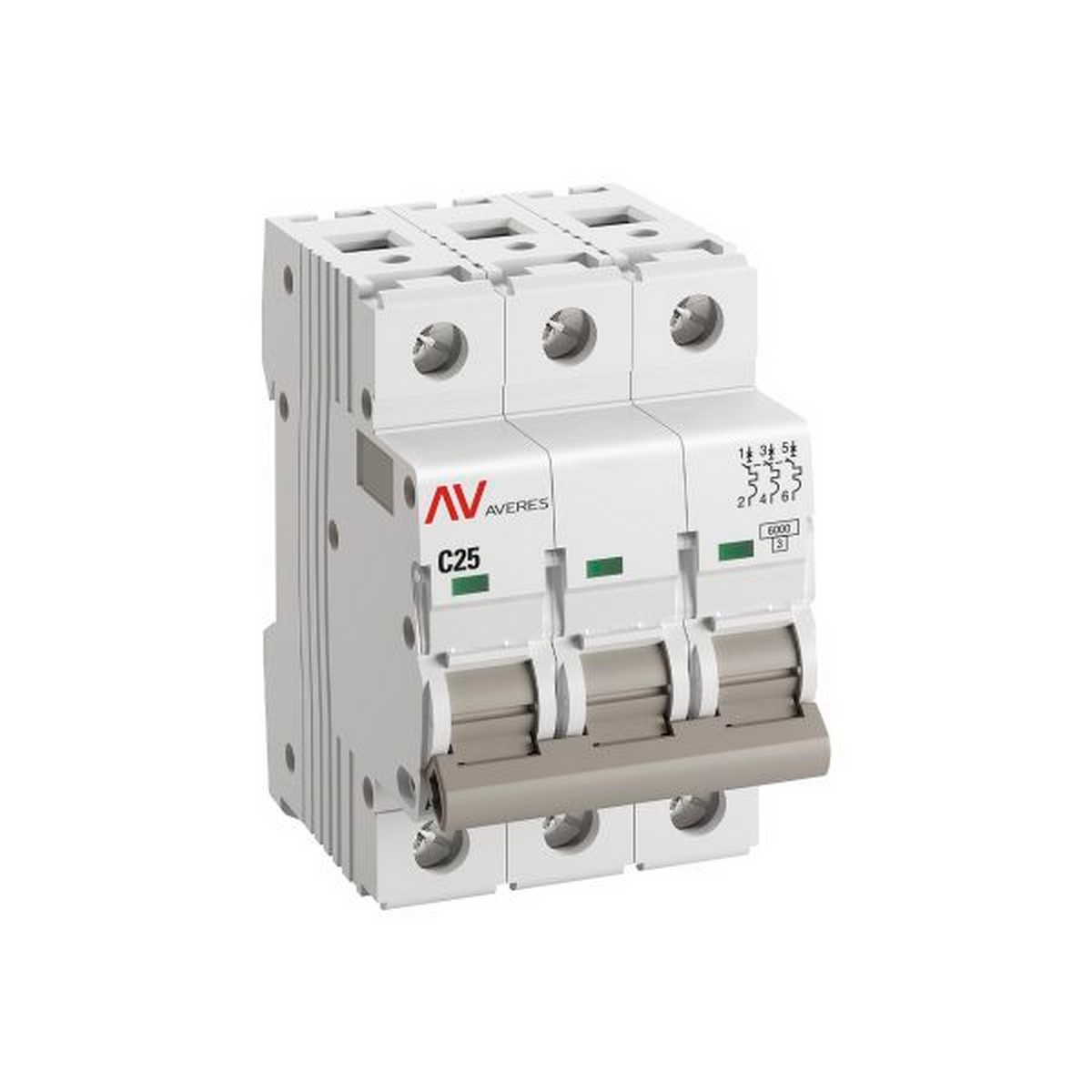 Автоматический выключатель EKF AVERES AV-6 (С) 3P 25А 6kA mcb6-3-25C-av