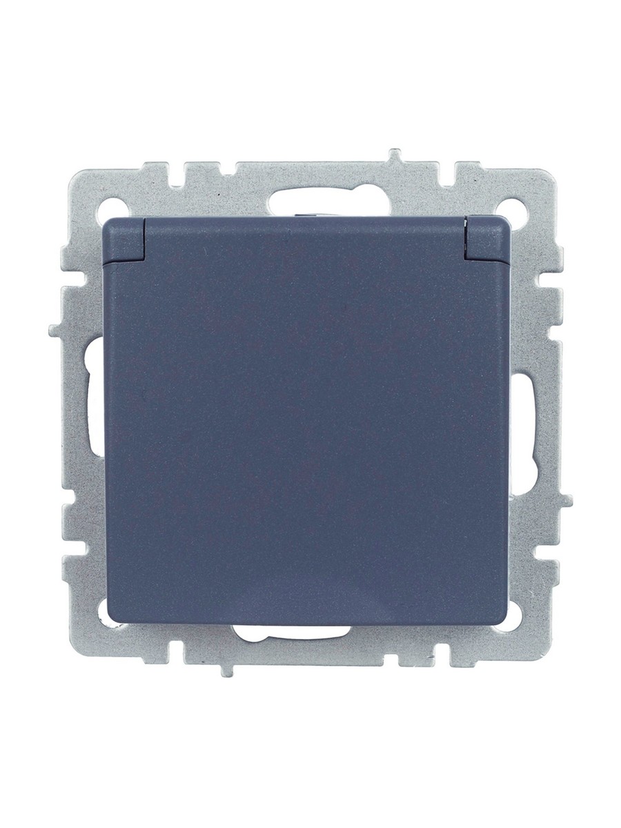 Розетка IEK BRITE с/з с шторками и крышкой 16А IP44 РСбш10-3-44-БрМ маренго BR-R16-16-44-K35