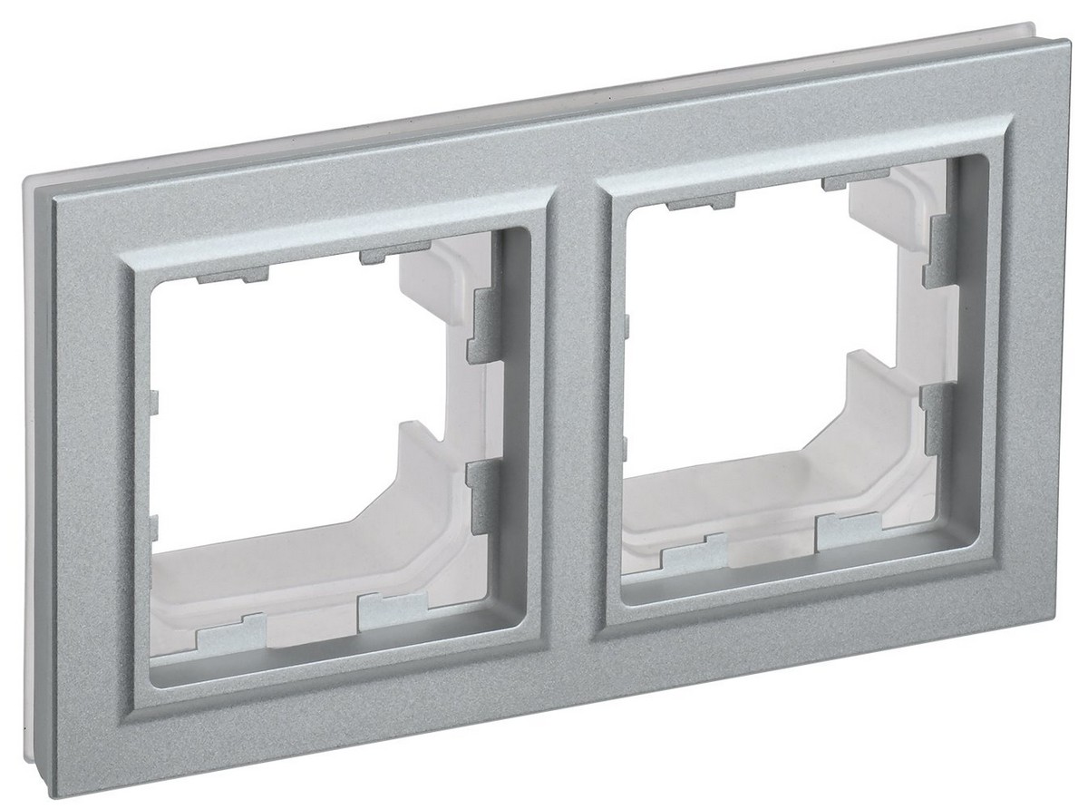 Рамка IEK BRITE 2-местная IP44 РУ-2-БрА-44 алюминий BR-M22-44-K47