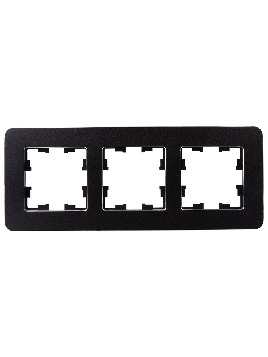 Рамка IEK BRITE DECOR Черный металл. скругл.угол 3-м РУ-3-1-Бр RE BR-M32-M-01-K02