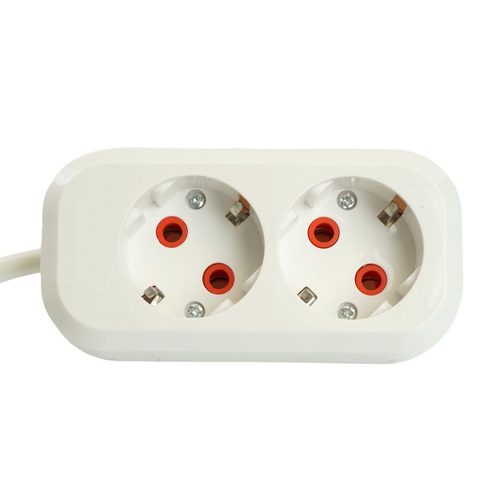 Удлинитель STEKKER двухместный с/з HM06-21-02 2м Home (У10-001) белый 49339