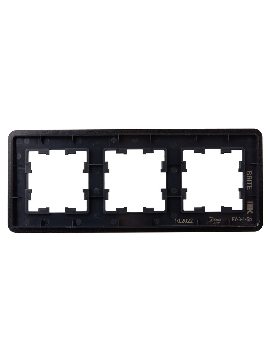 Рамка IEK BRITE DECOR Черный металл. скругл.угол 3-м РУ-3-1-Бр RE BR-M32-M-01-K02