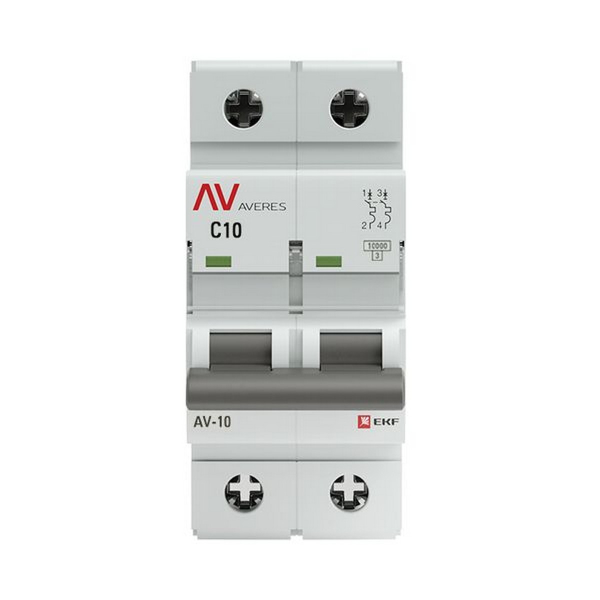Автоматический выключатель EKF AVERES AV-10 (С) 2P 10А 10kA mcb10-2-10C-av