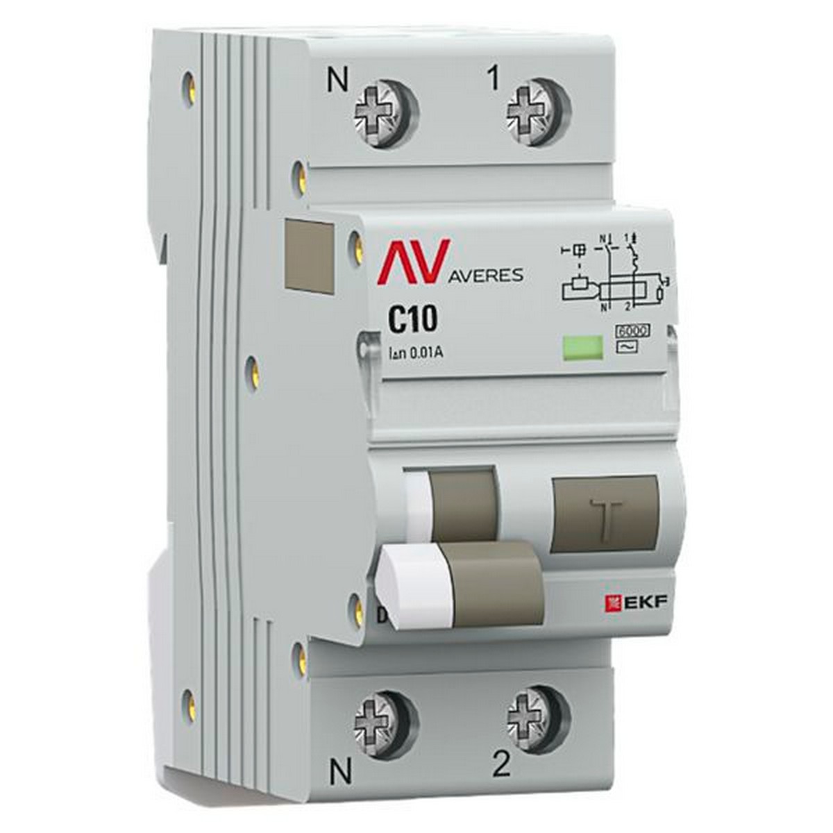 EKF Диф. Автомат EKF AVERES DVA-6 1P+N 10А (C) 10мА (AC) 6кА  rcbo6-1pn-10C-10-ac-av 