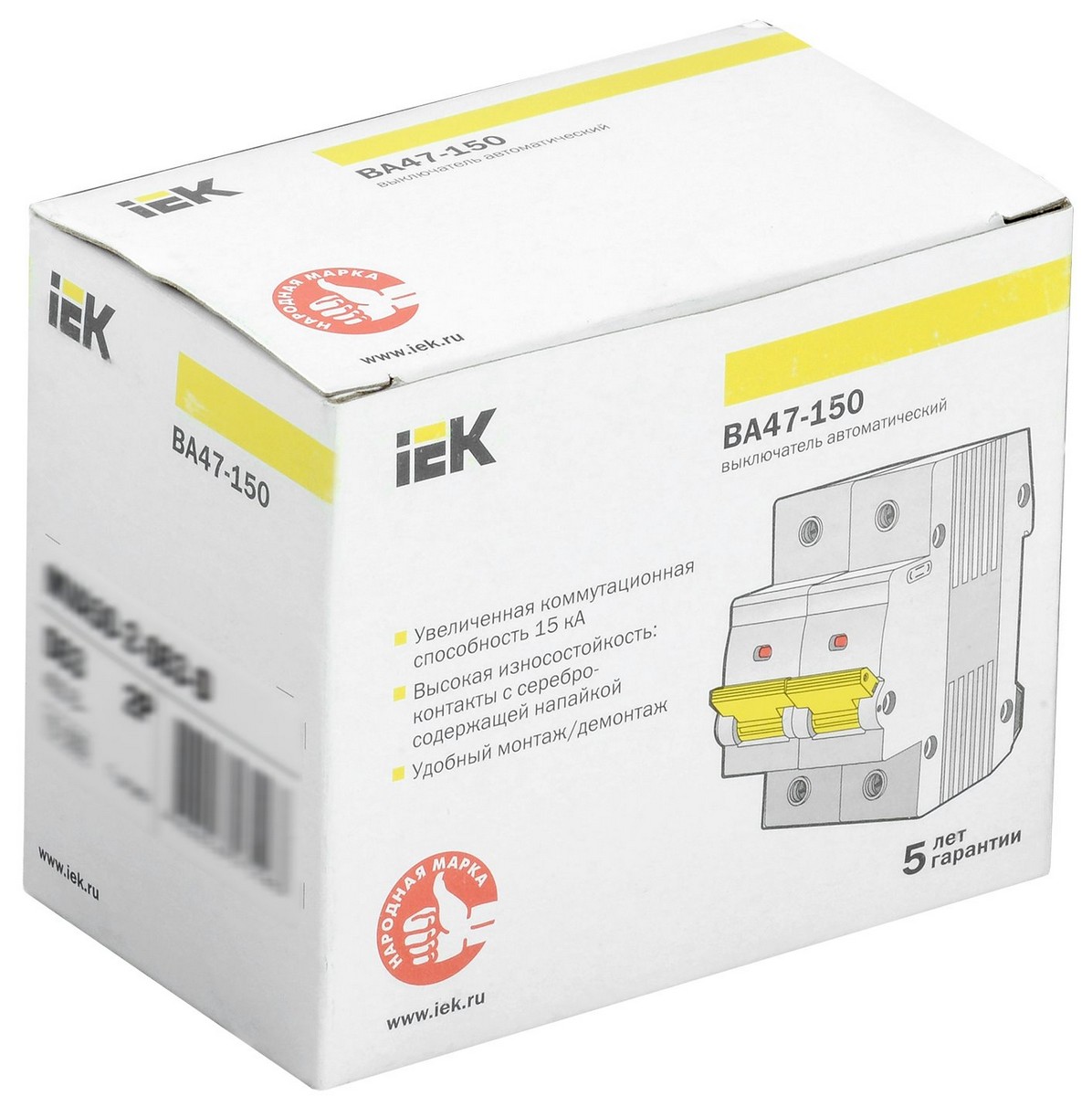 Автоматический выключатель IEK KARAT ВА47-150 2Р 100А 15кА х-ка D MVA50-2-100-D