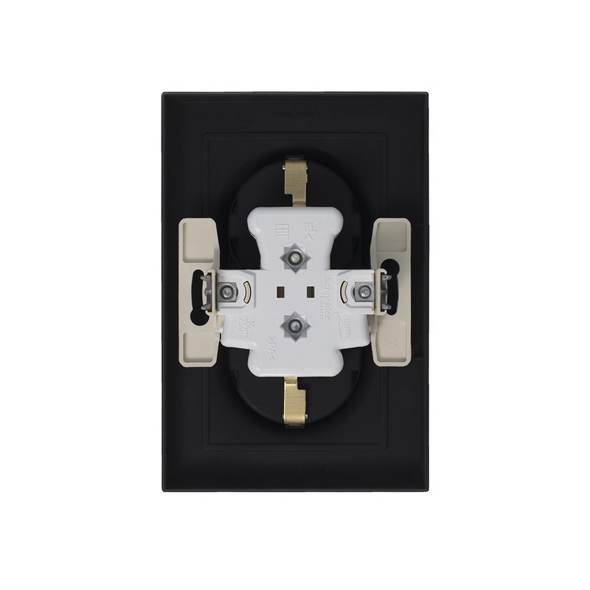 Розетка Systeme Electric AtlasDesign Карбон с/з двойная, 16А, в сборе ATN001024