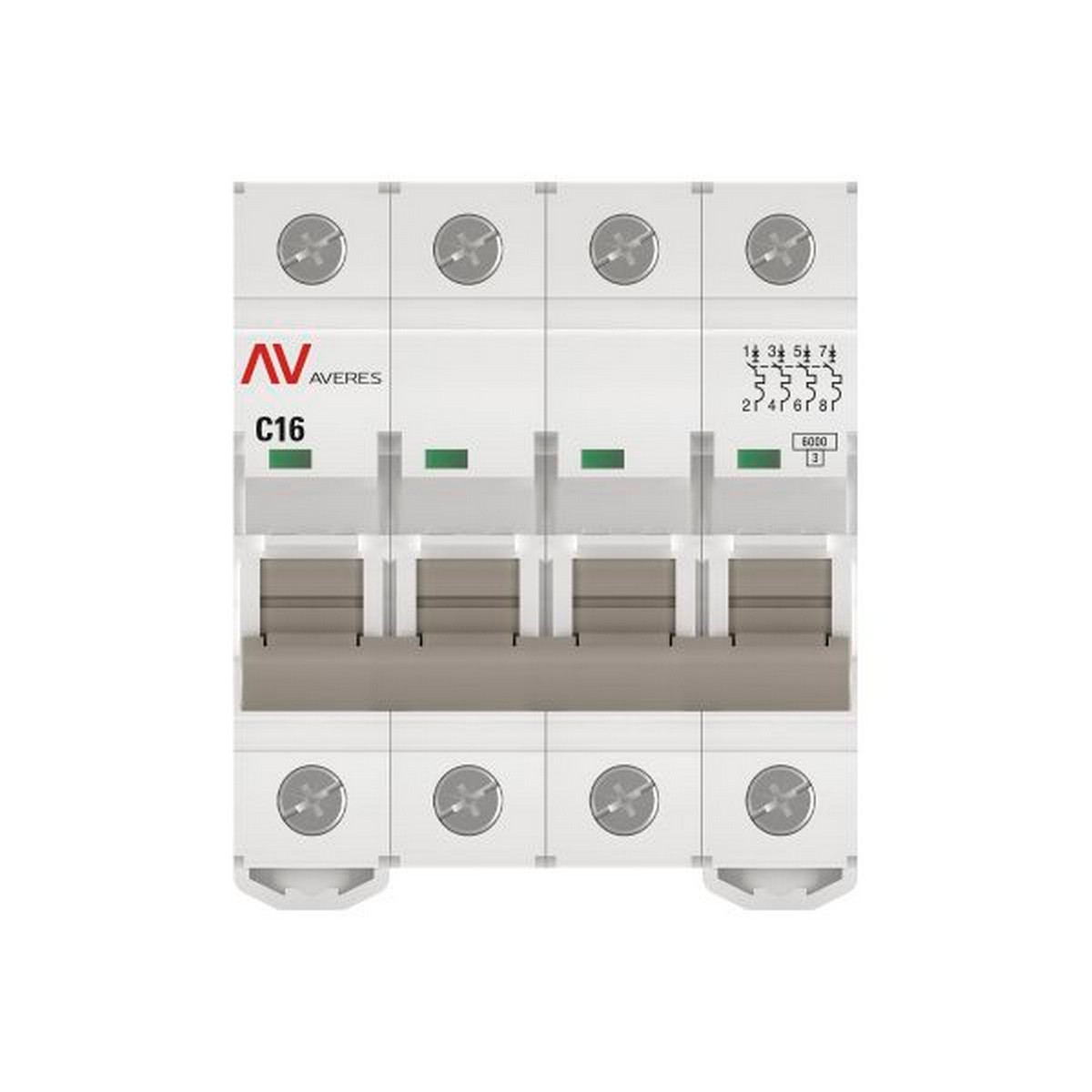 Автоматический выключатель EKF AVERES AV-6 (С) 4P 16А 6kA mcb6-4-16C-av