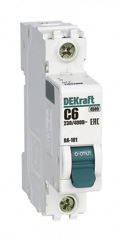 Автоматический выключатель DEKraft 1P 6A C ВА-101 4,5kA 11052DEK