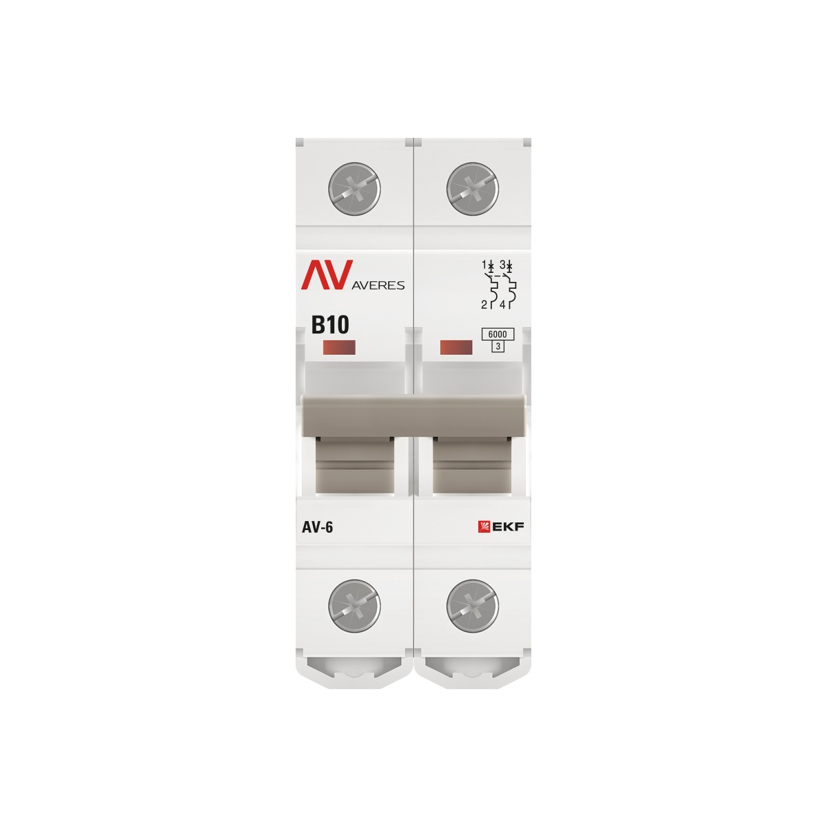 Автоматический выключатель EKF AVERES AV-6 (B) 2P 10А 6kA mcb6-2-10B-av