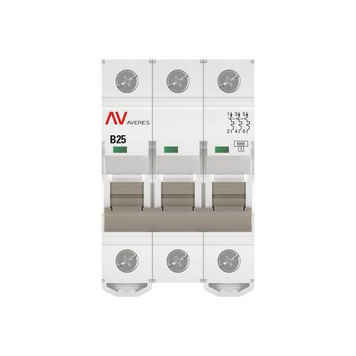 Автоматический выключатель EKF AVERES AV-6 (B) 3P 25А 6kA mcb6-3-25B-av