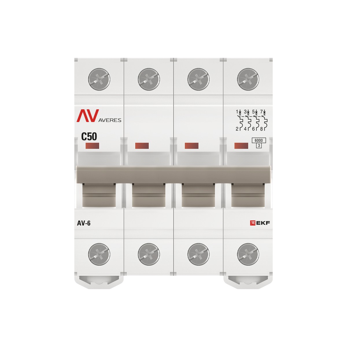 Автоматический выключатель EKF AVERES AV-6 (С) 4P 50А 6kA mcb6-4-50C-av