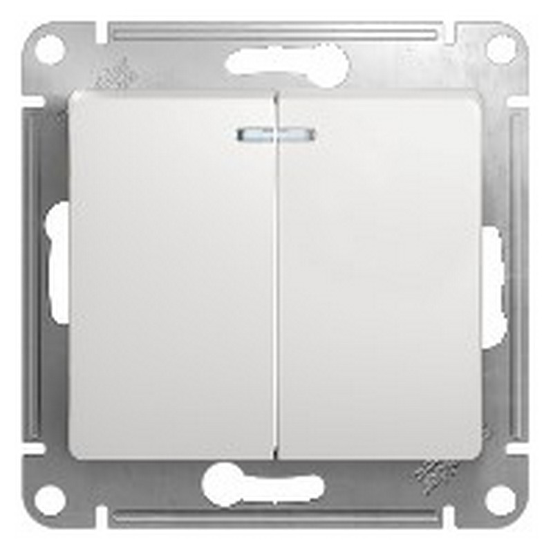 Выключатель Systeme Electric Glossa Белый 2-клавишный с подсветкой, сх.5а GSL000153