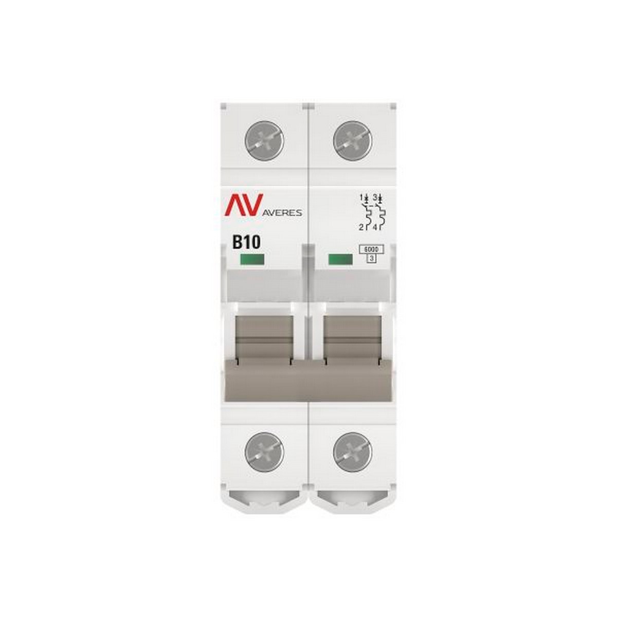 Автоматический выключатель EKF AVERES AV-6 (B) 2P 10А 6kA mcb6-2-10B-av