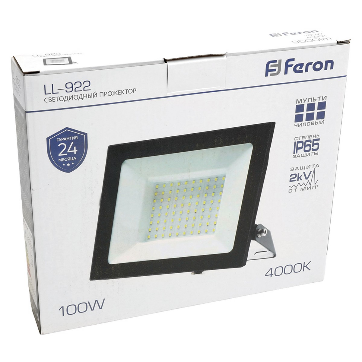Светодиодный прожектор Feron LL-922 IP65 100W Черный 4000K 48108