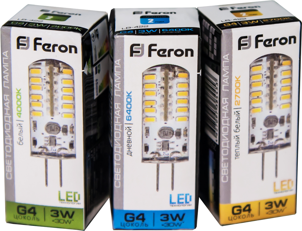 Лампа светодиодная Feron LB-422 G4 3W 6400K 12V 25533