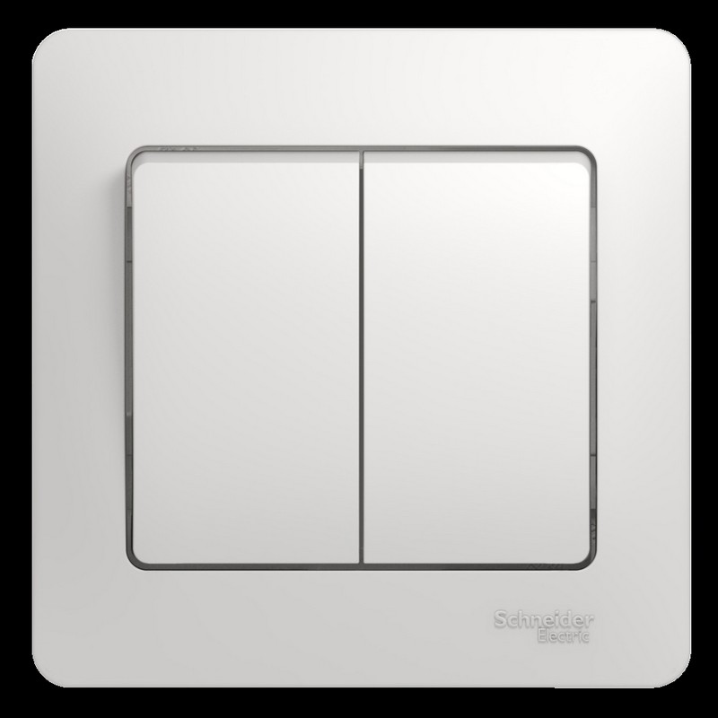 Выключатель Systeme Electric Glossa Белый 2-клавишный, сх.5 (в сборе с рамкой) GSL000152