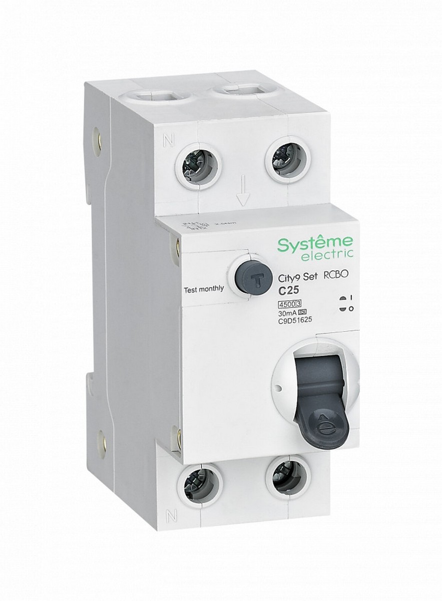 Schneider Electric Авт. выкл. диф. тока Systeme Electric City9 Set (АВДТ) 1P+N С 25А 4.5kA 30мА Тип-A C9D55625 