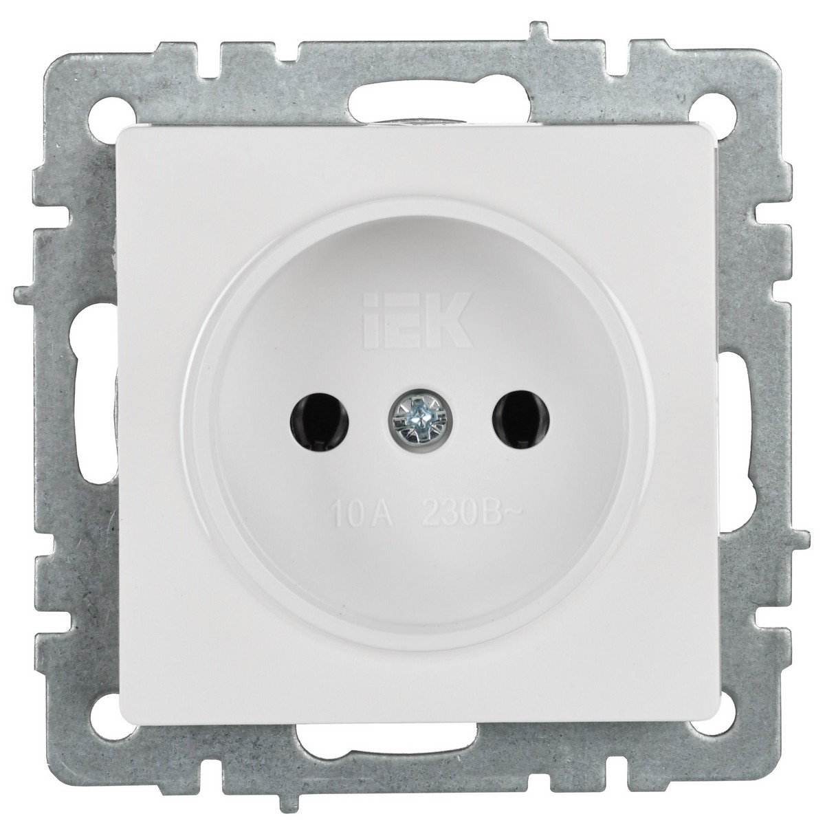 Розетка IEK BRITE б/з без шторок 10А РС10-1-0-БрБ белый BR-R10-10-K01