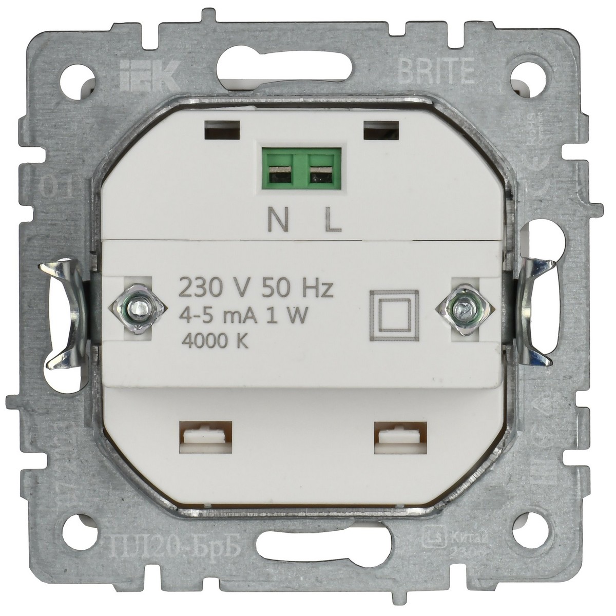 Подсветка IEK BRITE LED встраиваемая ПЛ20-БрБ белый BR-FL20-K01