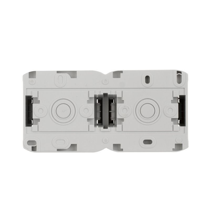 Выключатель+розетка Legrand Quteo с/заземлением IP44 серый  782348