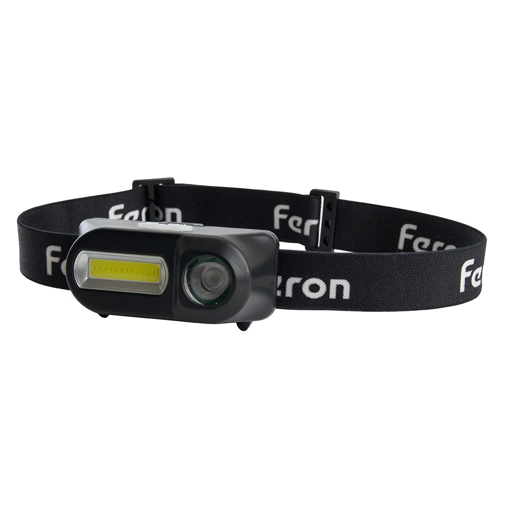 Фонарь налобный Feron TH2309 с аккумулятором USB 1*18650 3W+2W XPE+COB IP44 пластик 41713