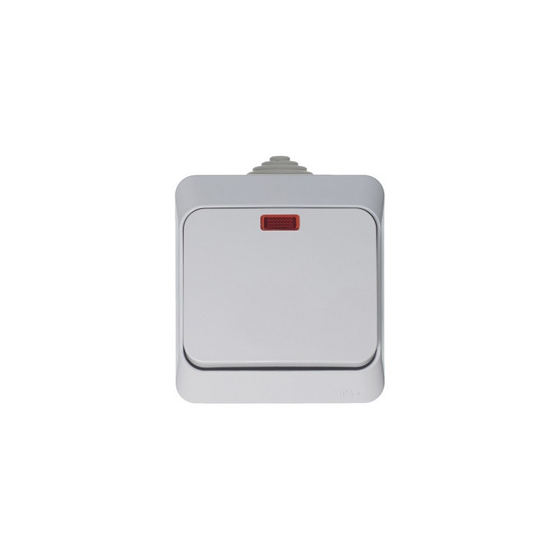 Выключатель 1-клавишный Systeme Electric Этюд наружный Белый с подсветкой IP44 BA10-045B
