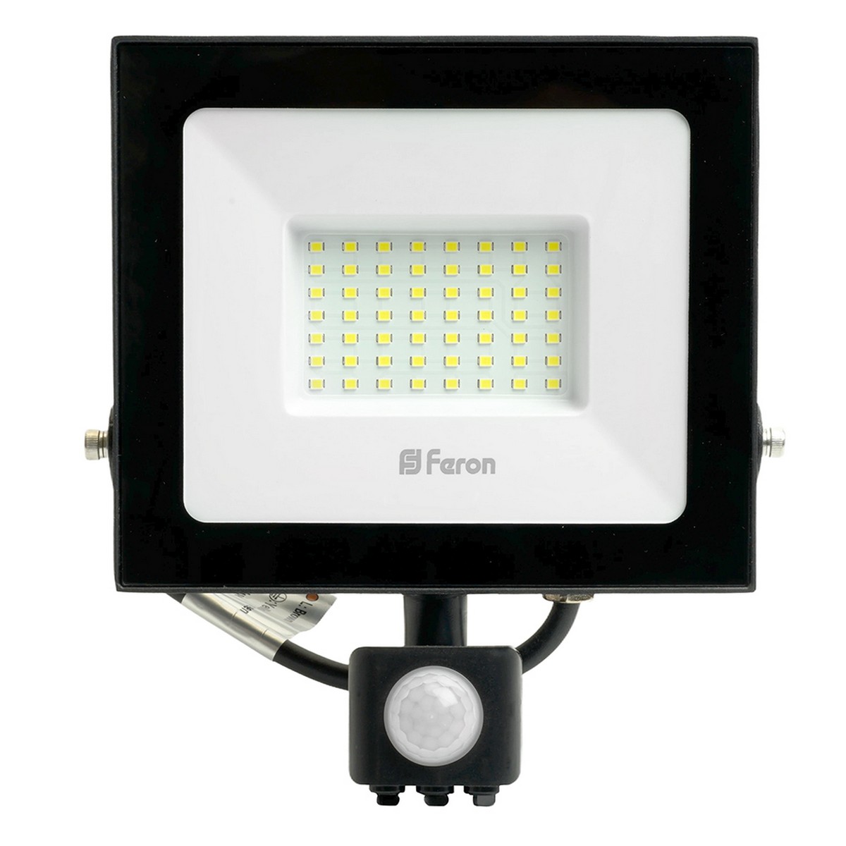 Светодиодный прожектор Feron LL-908 IP44 50W с датчиком движения  Черный 6400K 29558
