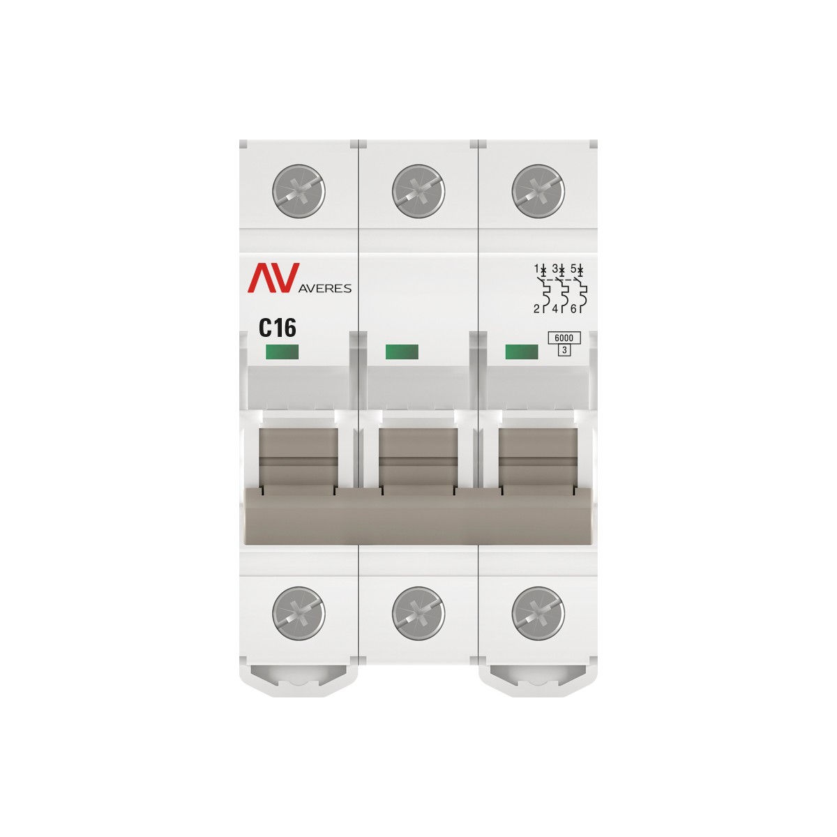 Автоматический выключатель EKF AVERES AV-6 (С) 3P 16А 6kA mcb6-3-16C-av
