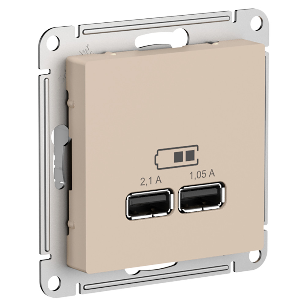 AtlasDesign Песочный Розетка Systeme Electric AtlasDesign Песочный USB A+A 5В/21 А 2х5В/105 А ATN001233