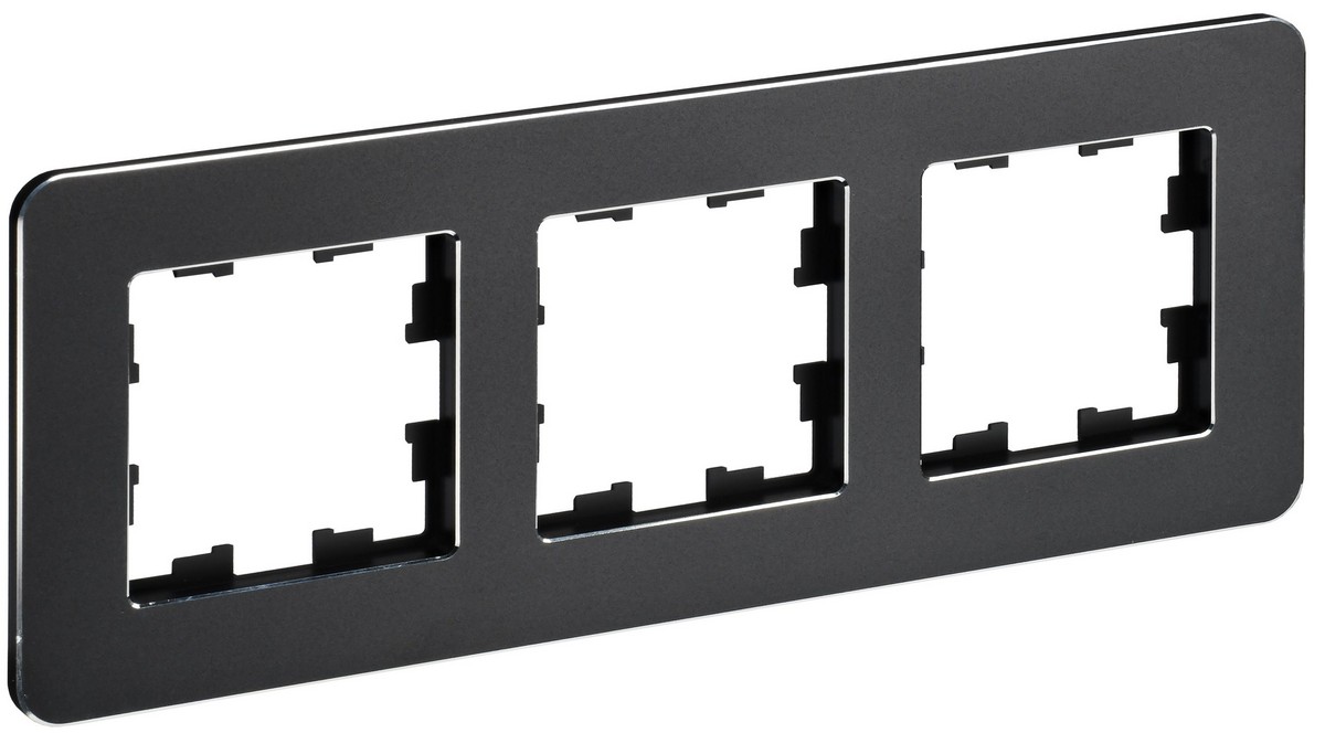 Рамка IEK BRITE DECOR Черный металл. скругл.угол 3-м РУ-3-1-Бр RE BR-M32-M-01-K02