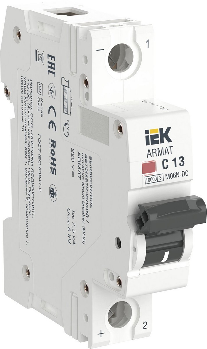 Автоматический выключатель IEK ARMAT M06N-DC 1P C 13А AR-M06N-1-C013DC