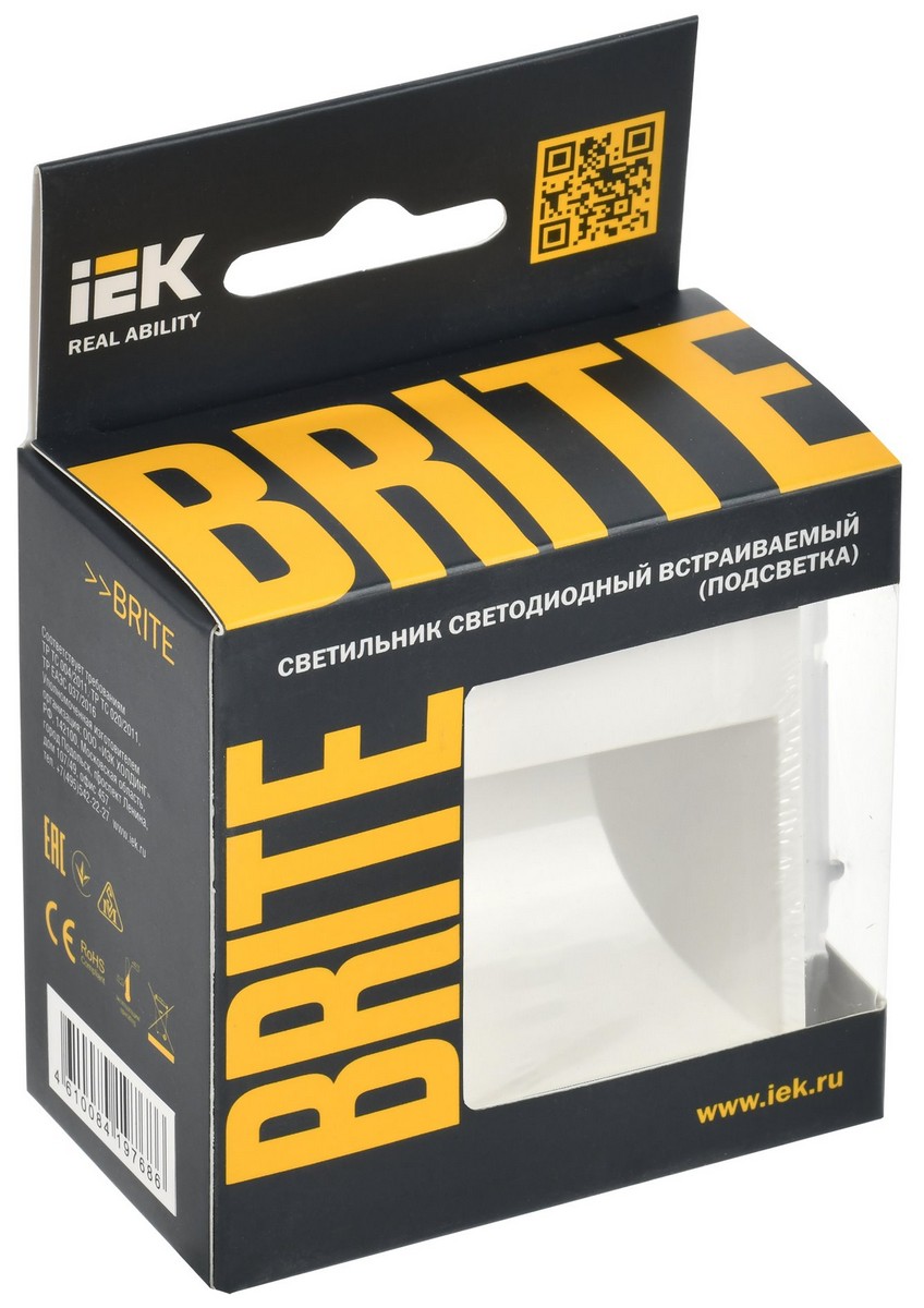 Подсветка IEK BRITE LED встраиваемая ПЛ20-БрБ белый BR-FL20-K01